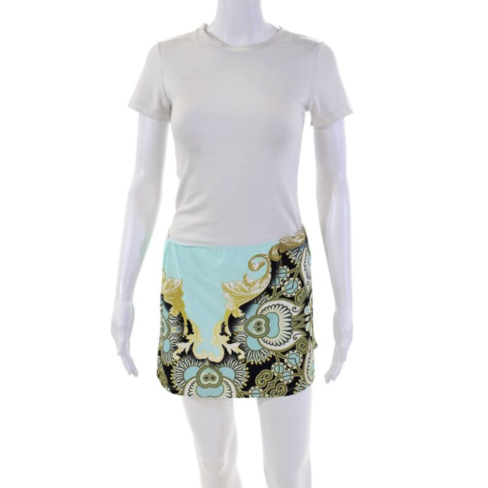 Kuny Barcelona Womens Printed Mini Skirt Blue Combo Size 8